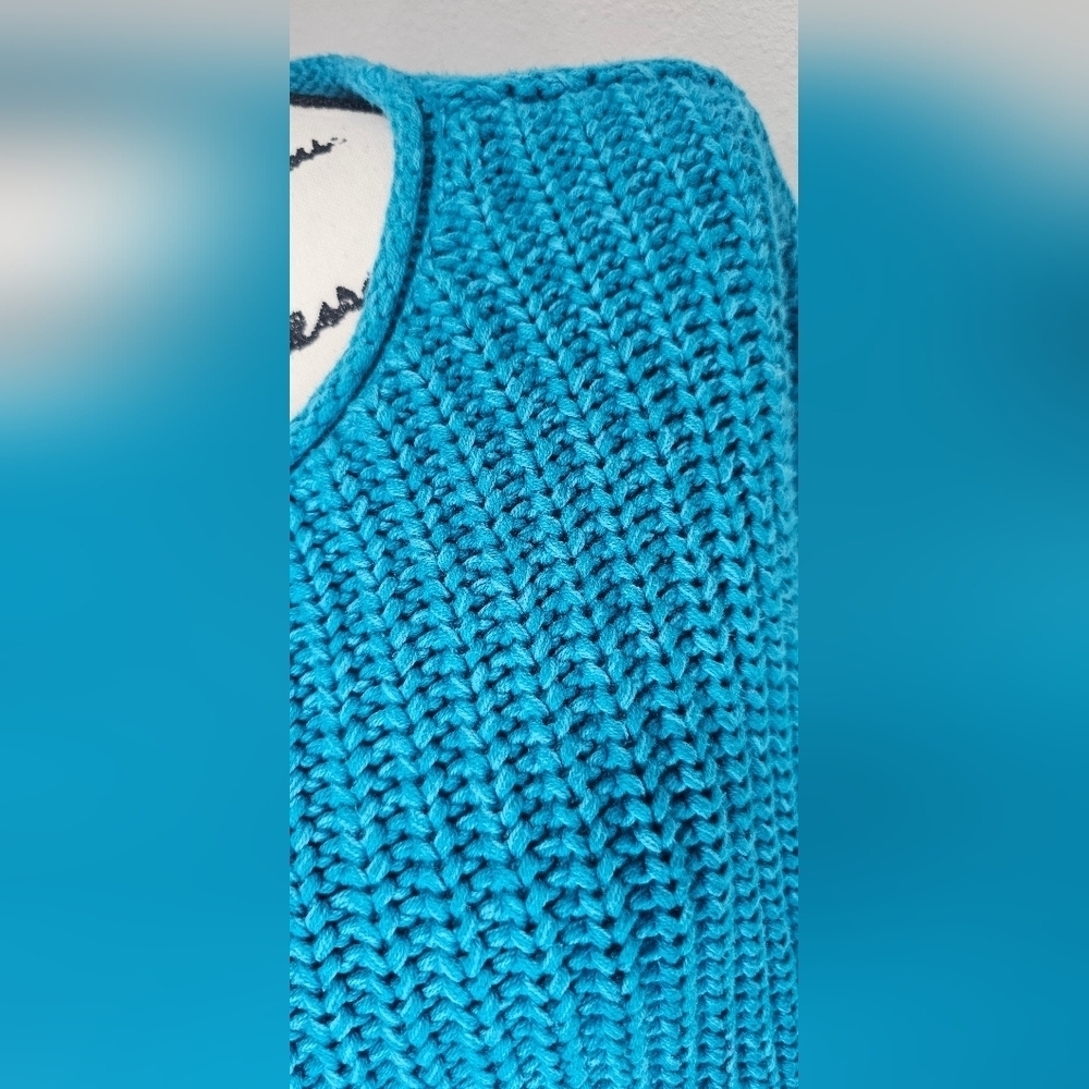 Habitat Women's Cotton Shaker Knit Crew Neck Blue Long Sleeve Sweater Size Small - Picture 5 of 13